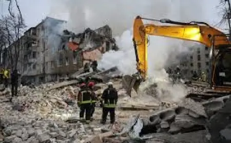 Apartment Building Devastated in Kharkiv Strikes as Nationwide Air Alert Issued