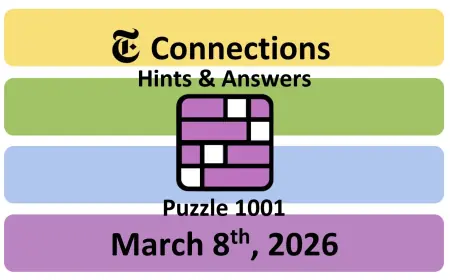 NYT Connections Hints and Answers Today — Puzzle #1001, Sunday March 8, 2026
