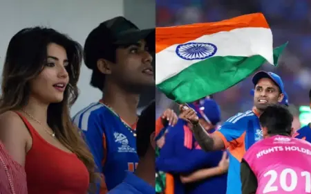 Ishan Kishan Gf Aditi Hundia Celebrates at Narendra Modi Stadium After T20 Win
