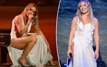 Hilary Duff Stuns in Wet-Look Dress on ‘The Tonight Show’