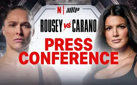 Ronda Rousey vs Gina Carano press conference LIVE: Face-offs, embraces and a heavyweight co-main