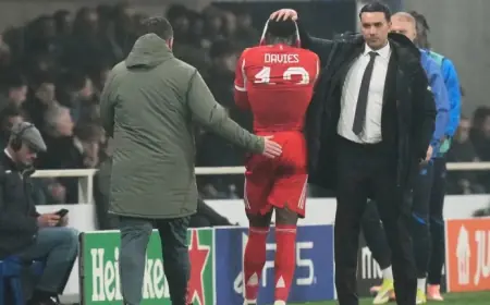 Alphonso Davies suffers injury in Champions League tie as Canada’s World Cup prep faces a setback