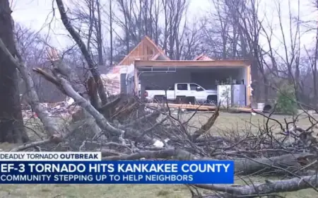 Illinois Tornado Aftermath: Kankakee County Recovers from Tornado, Record Hail; Injuries Reported