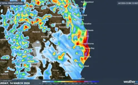 Belongil Creek gauge shows storm deluge as Flash Flooding Byron Bay unfolds