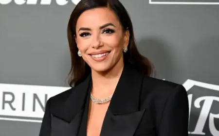 Eva Longoria debuts travel trailer alongside button-held cutout photo