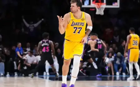 Luka Doncic Scores 60 Against Heat; Lakers Extend Win Streak to Eight