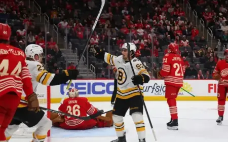 Bruins Pursue Vital Points in Detroit Showdown