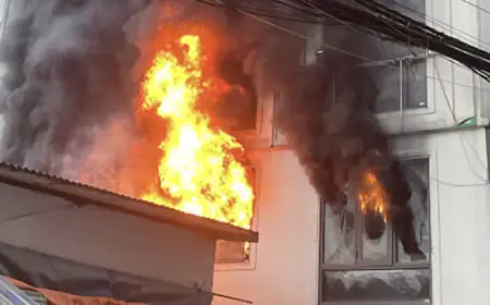 Intense Fire Engulfs Seven-Story Building, Rescuers Break Roof to Save Occupants