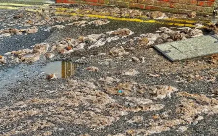 Town Centre Street Flooded by Raw Sewage