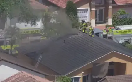 Firefighters Battle House Fire in Miami Lakes