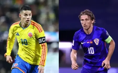 James and Modric Share Heartfelt Embrace Before Colombia vs. Croatia Match
