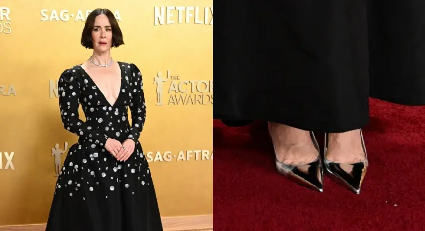 Sarah Paulson Brings Metallic Paris Texas Slingbacks and a French-Girl Bob to the Actor Awards