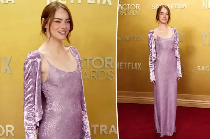 Emma Stone Dazzles in Blinged Cardigan at 2026 SAG Awards Red Carpet