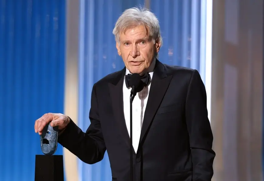 Harrison Ford accepts Lifetime Achievement Award after Woody Harrelson’s rambling tribute