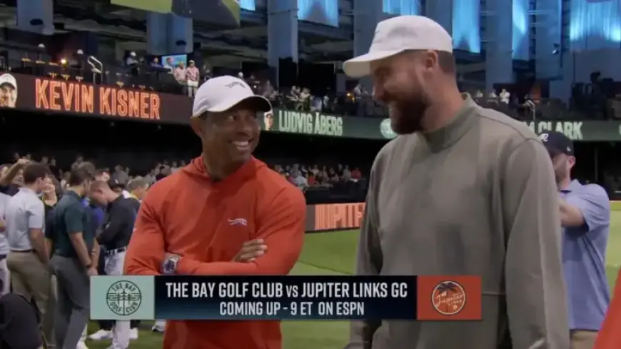 Travis Kelce, Tiger Woods Exchange Jokes Before Tuesday’s TGL Event