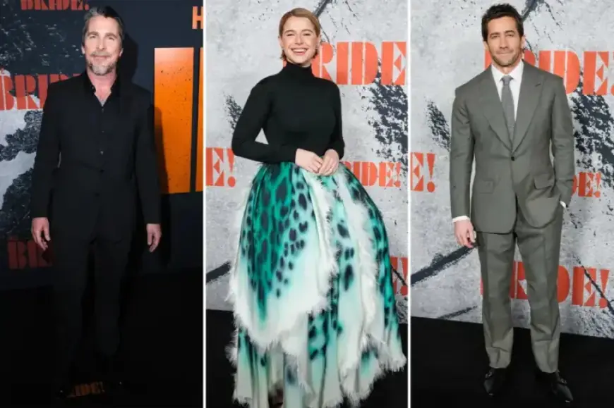 Christian Bale, Jessie Buckley, Jake Gyllenhaal Attend ‘The Bride!’ NY Premiere