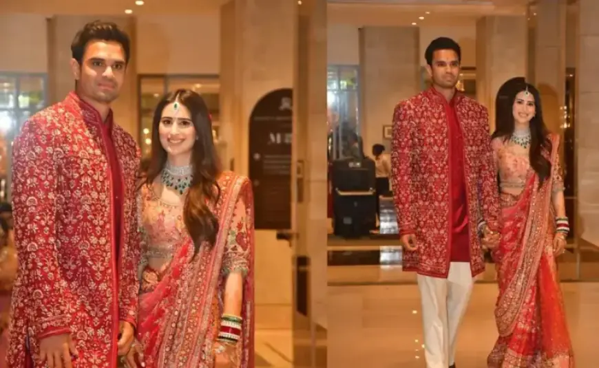 Arjun Tendulkar, Saaniya Chandhok Dazzle in Coordinated Red Wedding Attire