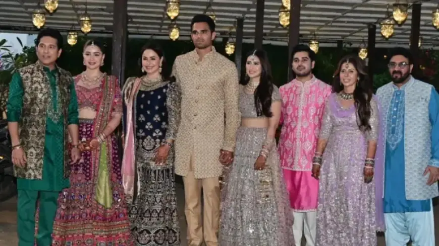 Tendulkar Family Dazzles in Ethnic Attire at Arjun-Saaniya Pre-Wedding Bash