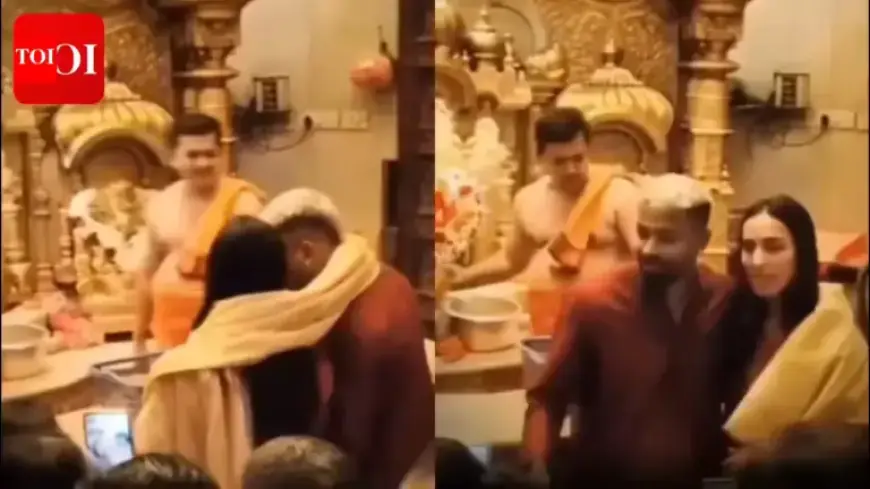 Hardik Pandya and Mahieka Sharma Share Shawl at Siddhivinayak for Blessings