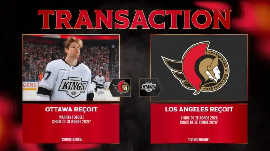 Senators Acquire Winger Warren Foegele from Los Angeles
