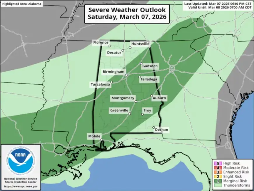 Strong Storms Expected in Alabama Saturday Night