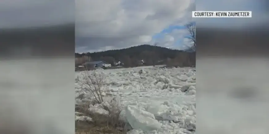 Ice Jam Forms in Ausable River