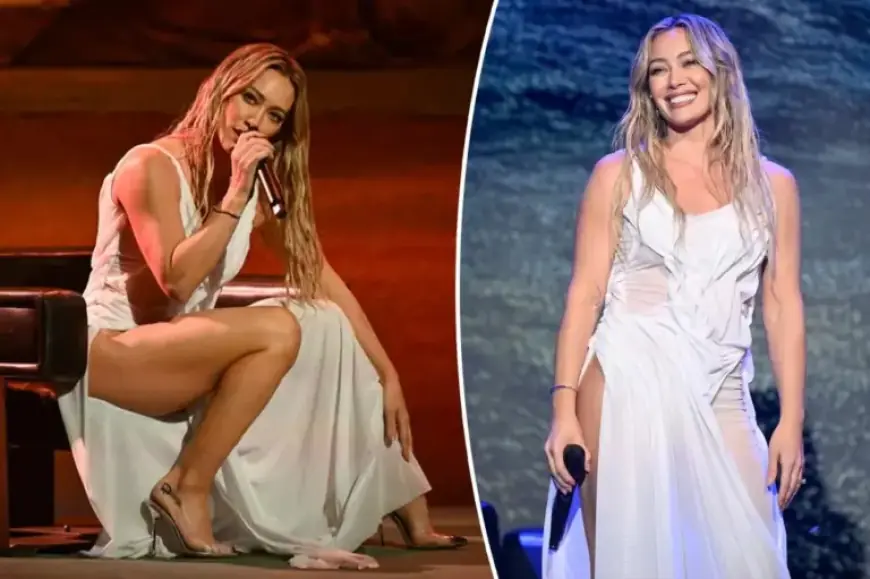 Hilary Duff Stuns in Wet-Look Dress on ‘The Tonight Show’