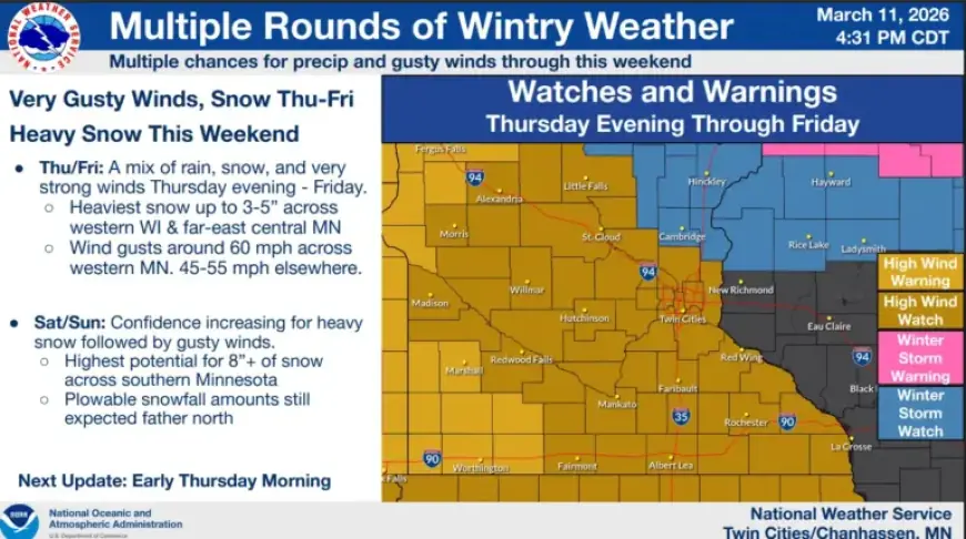 Major Storm Looms: High Winds, Heavy Snow Expected in North Thursday