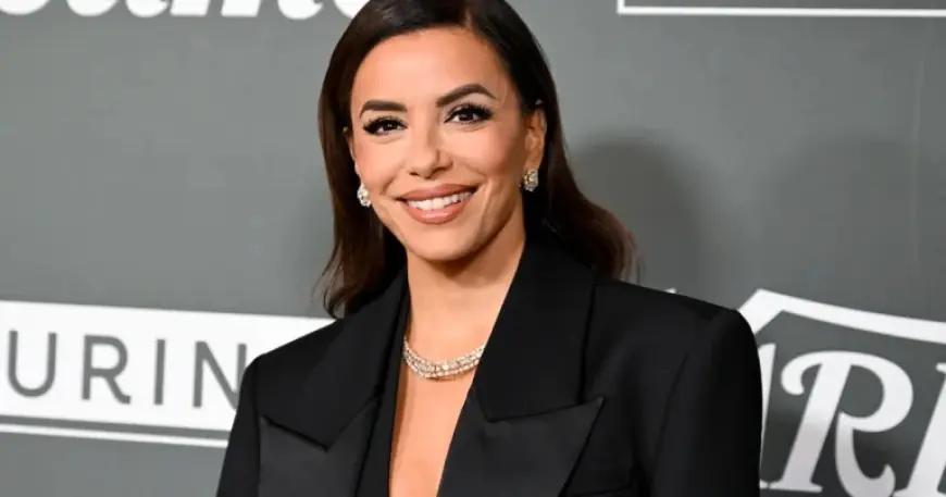 Eva Longoria debuts travel trailer alongside button-held cutout photo