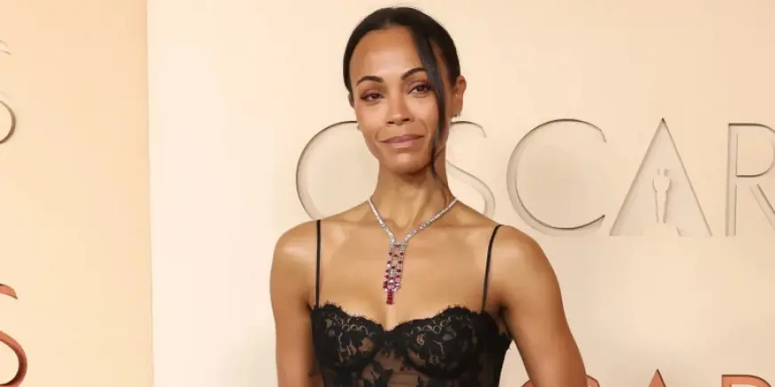 Zoe Saldana Wears a Lingerie-Inspired Gown to the 2026 Oscars