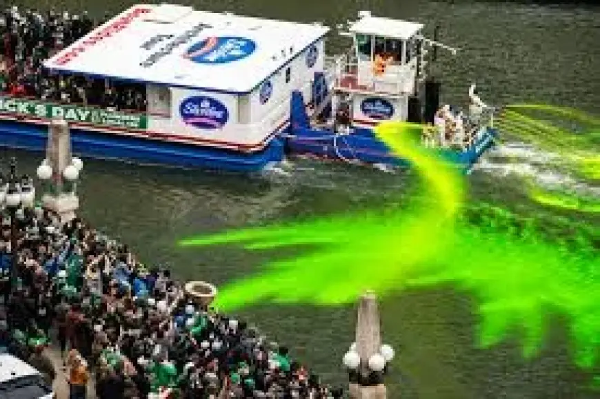 Chicago River Green In Chicago As St. Patrick’s Day 2026 Events Trigger Weekend Crowds