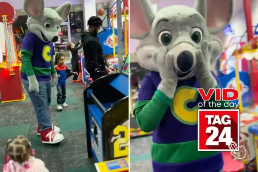 Mom Captures Hilarious Chuck E. Cheese Mishap in Viral Video
