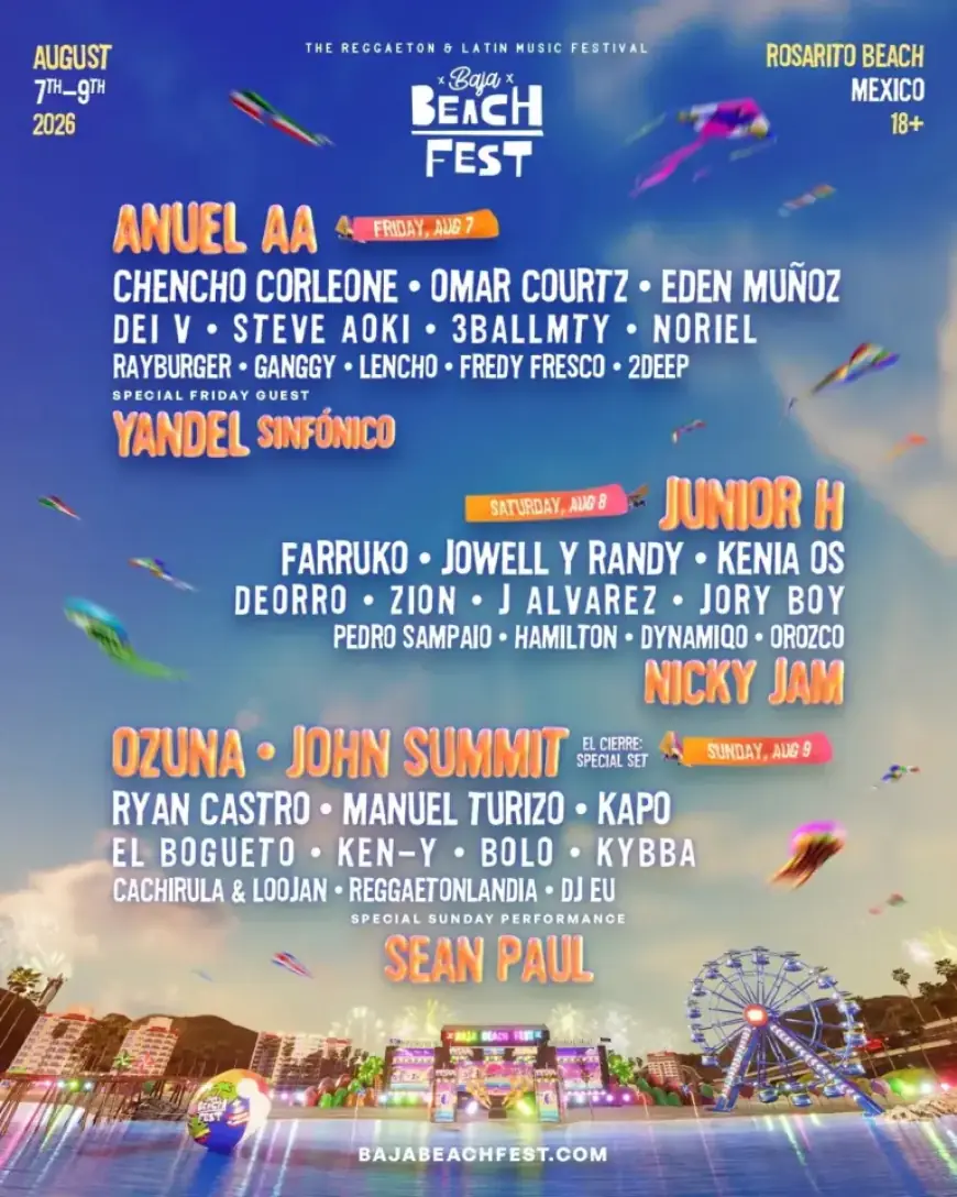Anuel AA, Junior H, Ozuna, John Summit Lead 2026 Baja Beach Fest