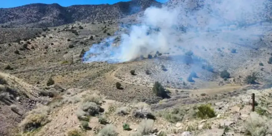 Firefighters Combat Wildfire Near Basalite Mine