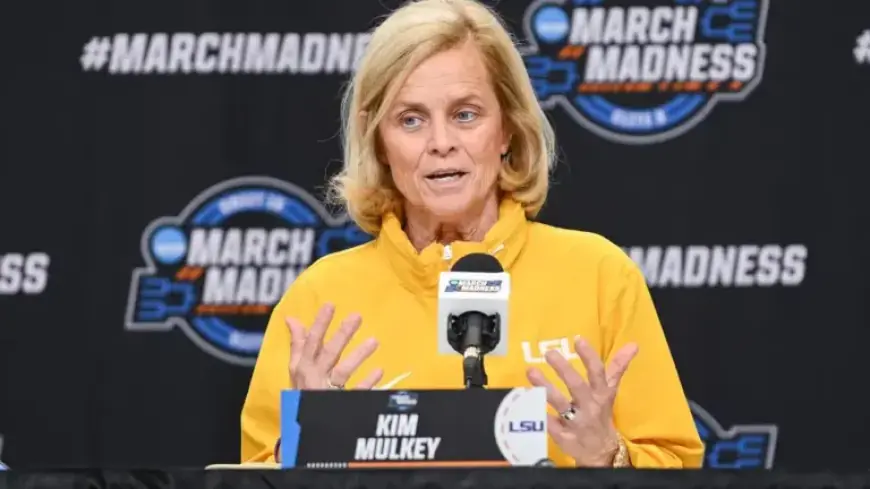 LSU’s Kim Mulkey Dazzles in Shimmery Purple at Sweet 16 vs. Duke
