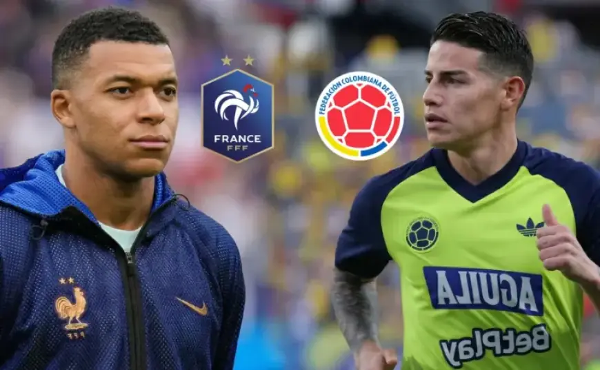 Watch Colombia vs France Free in Central America: James Rodríguez vs Mbappé Lineups