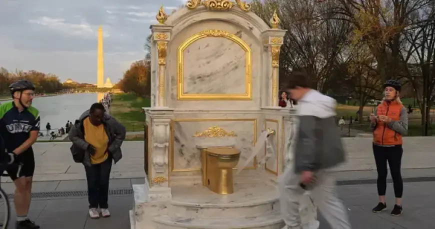 Golden Toilet Installation on National Mall Satirizes Trump White House Renovation