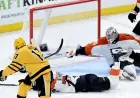 Philadelphia Flyers’ Nick Seeler Blocks Shot with Diving Effort