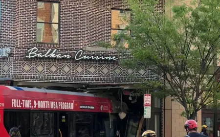 Bus Driver Crashes Into Ambar Balkan Cuisine After Car Runs Red Light
