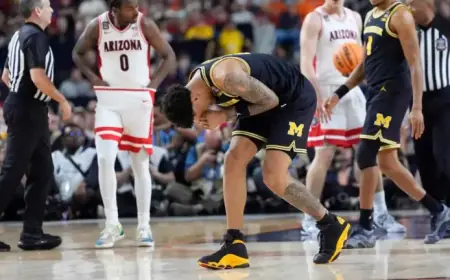 UConn’s Solo Ball, Michigan’s Yaxel Lendeborg Face Injuries Before Title Game