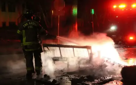 Ann Arbor Erupts: 2 Arrested, 40 Fires After Michigan Wins Basketball Title