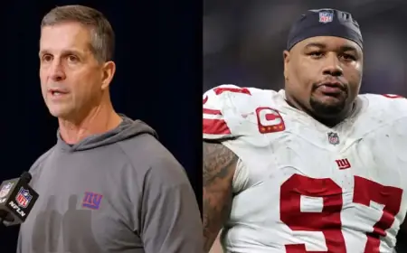 Giants’ John Harbaugh Reacts to Dexter Lawrence’s Trade Request: ‘It’s Business’