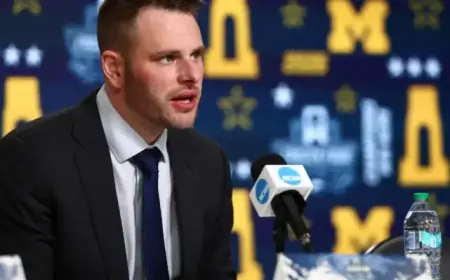 Michigan’s Brandon Naurato Addresses Frozen Four Hockey Defeat