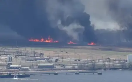 NJ Forest Fire Service Fights Wildfire in West Deptford, New Jersey
