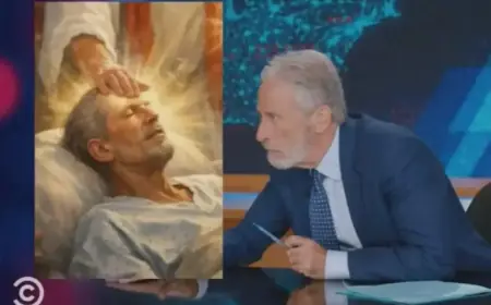 Jon Stewart Reacts to Trump’s Jesus Meme Featuring His Lookalike: ‘Am I OK?’