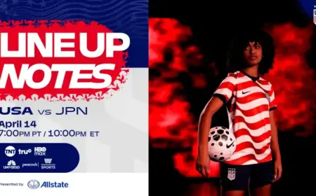 USWNT vs. Japan: Seattle Match Lineup Announced for April 14