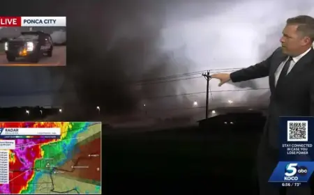 Meteorologist Michael Armstrong Films Tornado Touchdown Near Ponca City