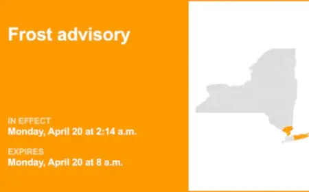 Frost Advisory Alert for Rockland and Westchester Counties on Monday