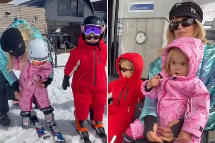 Paris Hilton Proudly Takes Kids Skiing in Yellowstone