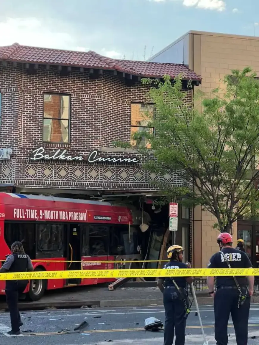 Bus Driver Crashes Into Ambar Balkan Cuisine After Car Runs Red Light